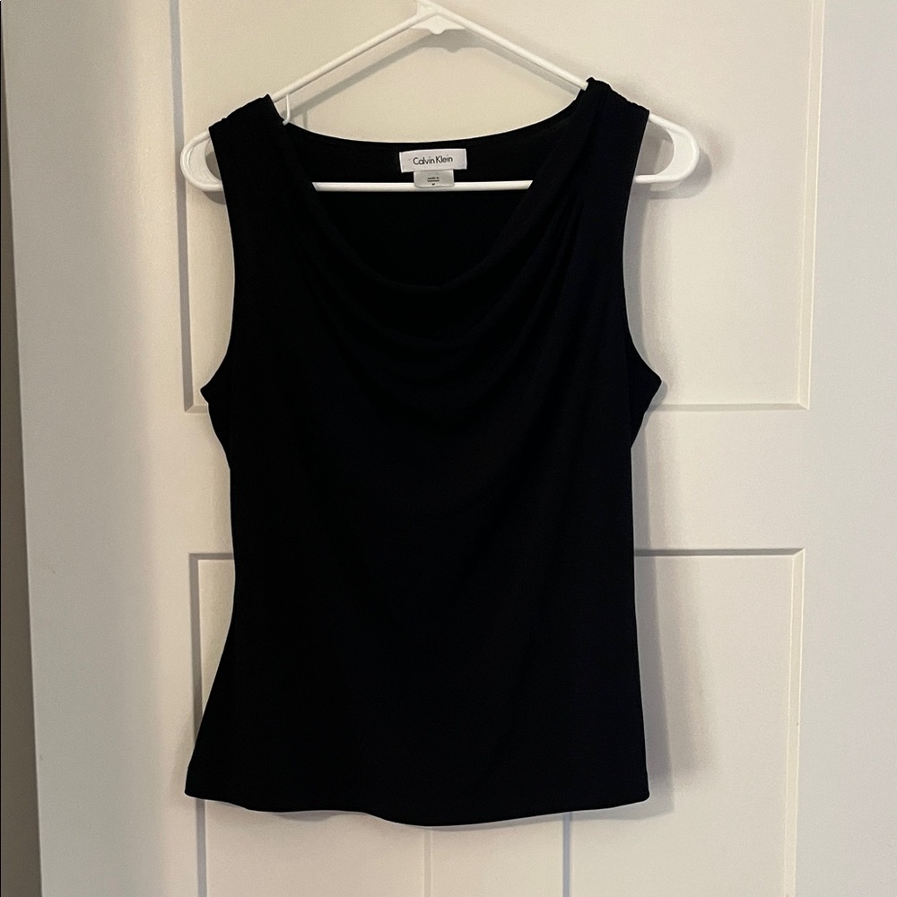 Calvin Klein Black Sleeveless Cowl Neck Tank